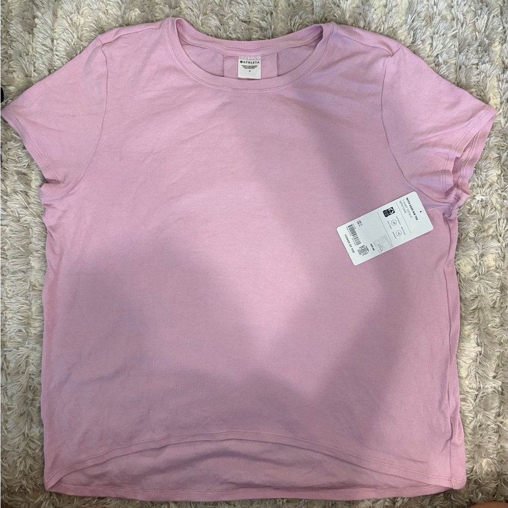 Athleta Light Pink With Ease Rib Tee